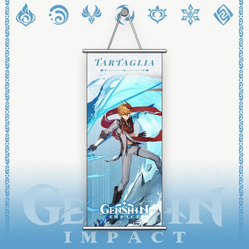 Genshin Impact Tartaglia Gaming Anime Wall Hanging Scroll | 70 x 25 Cms |