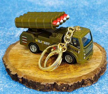 Military Ballistic Missile Truck Keychain | Golden Keyring Keychain | 4 Cms |