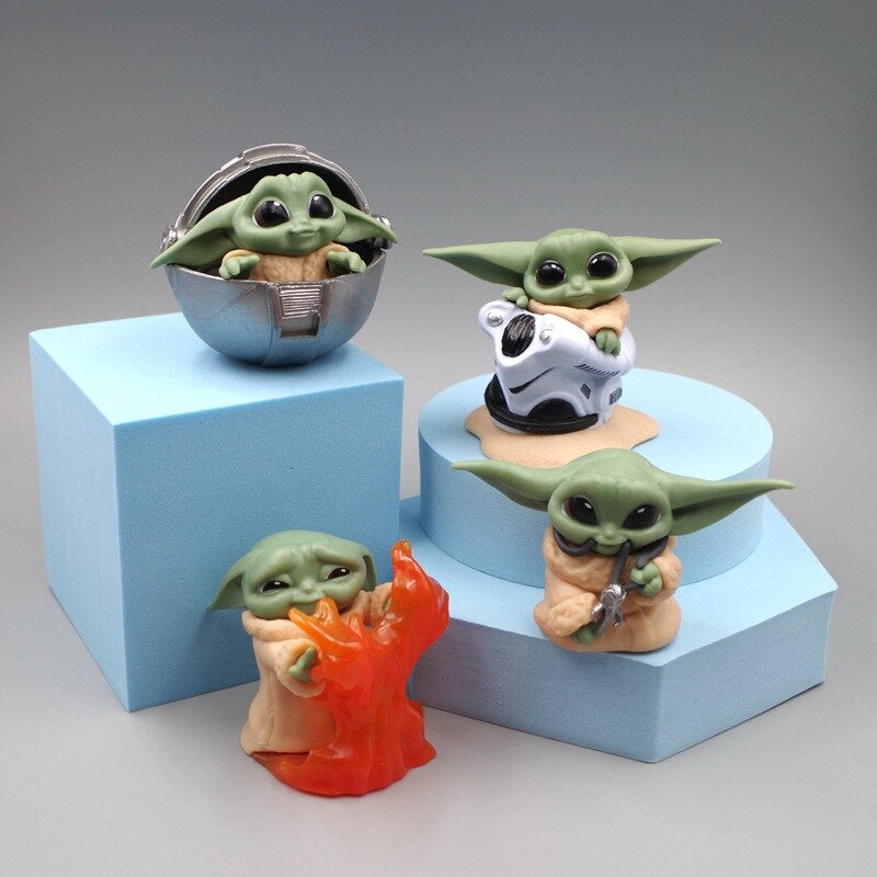 The Mandalorian | Set of 4 Baby Yoda Grogu Action Figures | 10 Cms |