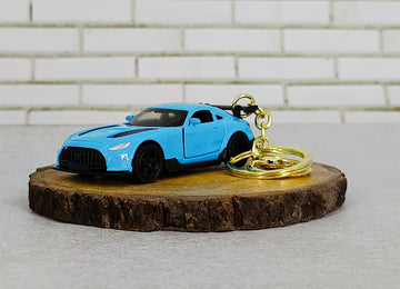 Mercedez Amg Gt Blue Super Car Keychain | Super Car Miniature | Open Door Car With Golden Keyring Keychain |