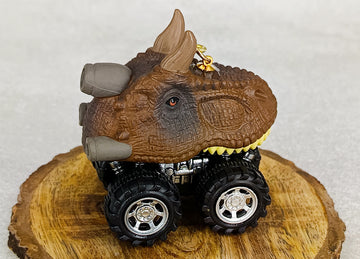 Carnotaurus Dinosaur Keychain | Pull Back Toy Car | With Golden Keyring |