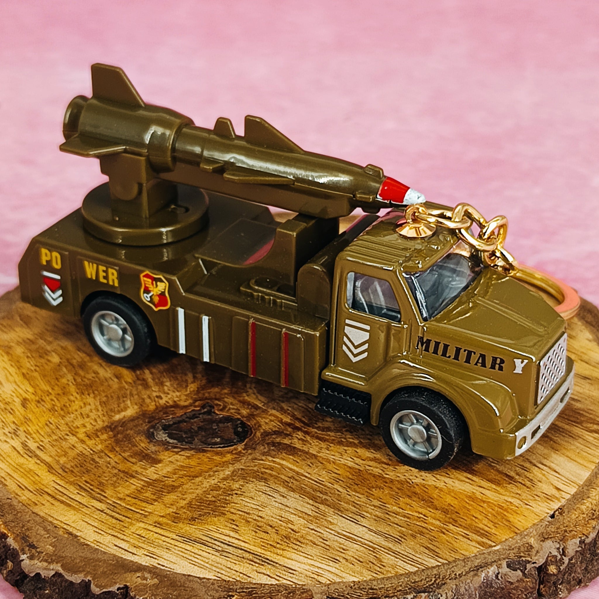 Brown Military Truck Keychain | Single Ballistic Missile Launcher | Model 1 | With Golden Keyring |