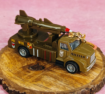 Brown Military Truck Keychain | Single Ballistic Missile Launcher | Model 1 | With Golden Keyring |