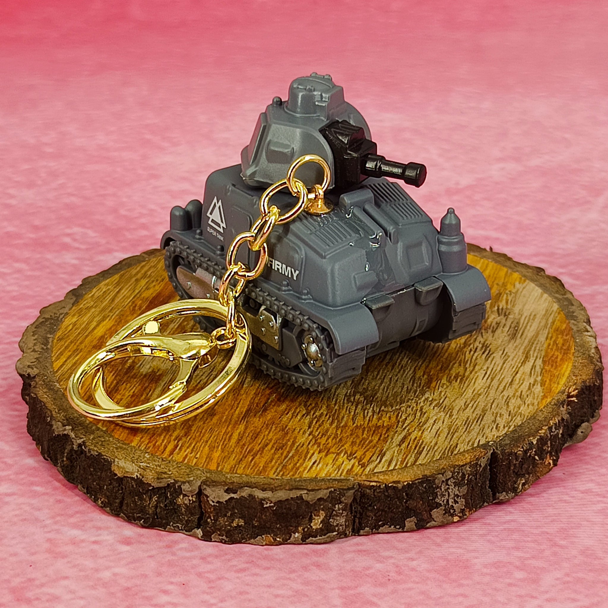 Grey-Green Army Military Miniature Tank Keychain | With Moveble Turret For Collection |