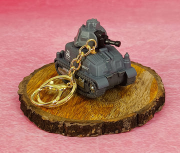 Grey-Green Army Military Miniature Tank Keychain | With Moveble Turret For Collection |