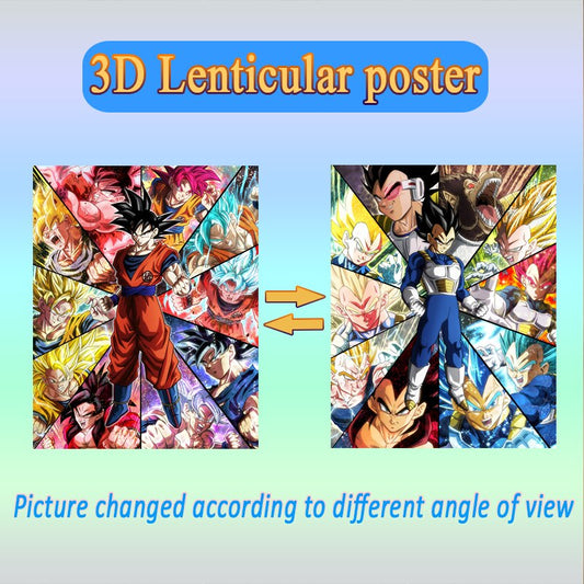 Dragon Ball Z Goku Vegeta Illusion Flip Image, Hologram Motion Lenticular Anime Poster (40x30 Cms)