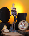 DBZ ANDROID 18 Figurine on a wooden stand with 'Shopping Nest' logo in the background