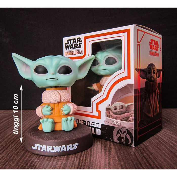 Star Wars |PVC| Mandalorian Baby Yoda Sitting Bobblehead Collectible Figure