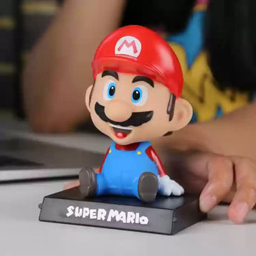 Super Mario Bobblehead Mobile Holder | For Cars, Work Desk, Study Table | 13 Cms |
