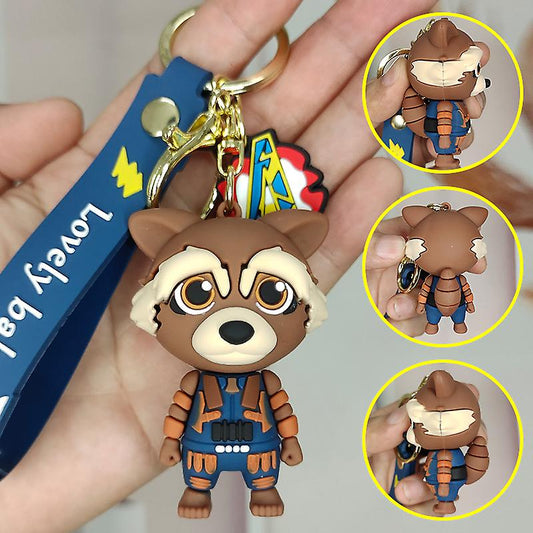 Gaurdians of the Galaxy Rocket Keychain | 3D Lanyard Keychain | Silicone | Marvels | Avengers |