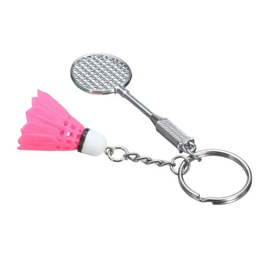 Stylish Metal Badminton Keychain Light Pink
