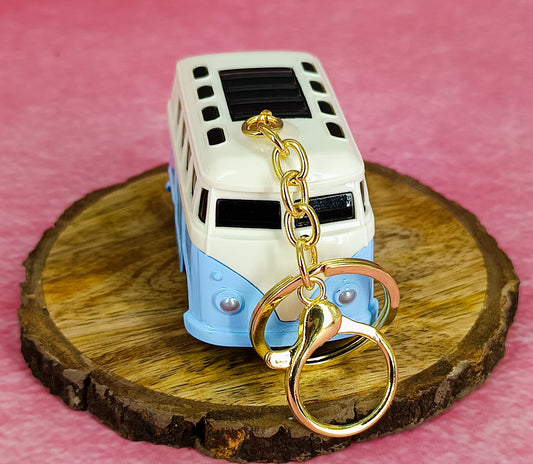 Blue  White Mixed colour 5CM  Bus Miniature For Collection With Golden Keychain