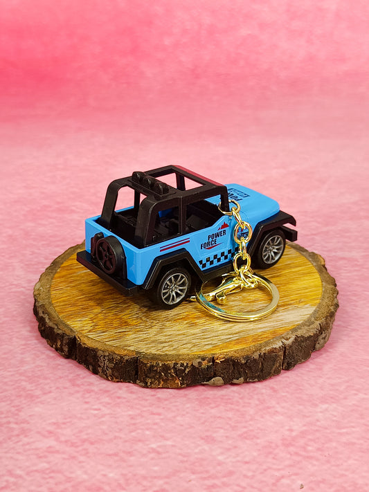 Blue Jeep Model Keychain | Opening Doors | 4 x4 Miniature Model | With Golden Keychain |