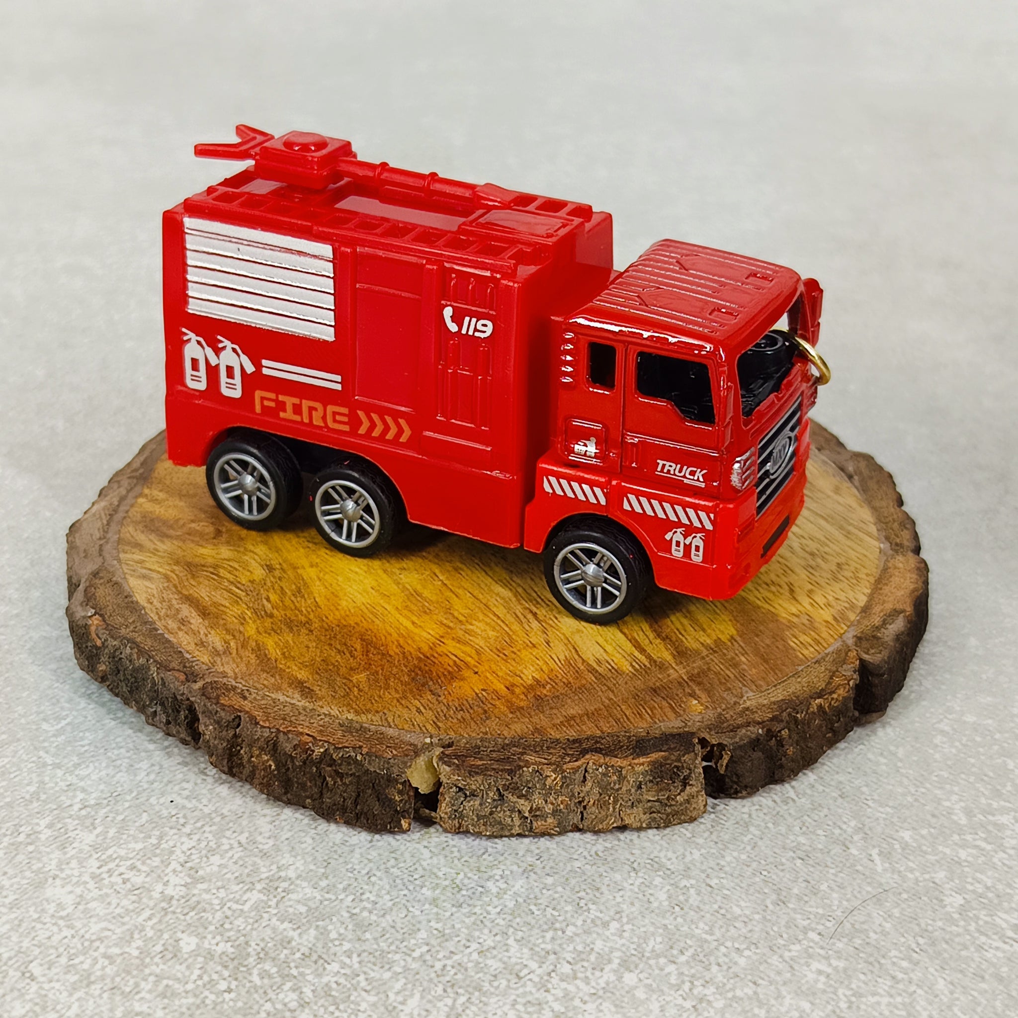Fire Brigade Truck Keychain | Model 5 | Red Miniature Truck | With Moveble Centrifugal Pump |