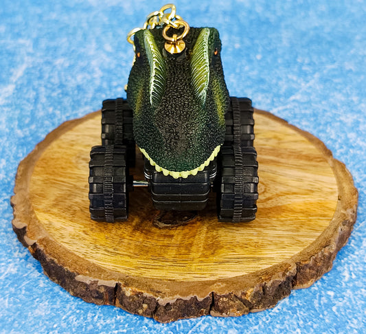 Dilophosaurus Dinosaur Keychain | Pull Back Toy Car | Golden Keyring Keychain |