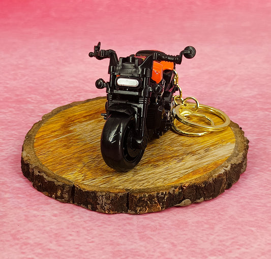 Harley Davidson Real Life Bike Orange  Miniature Model For Collection With Golden Keyring Keychain
