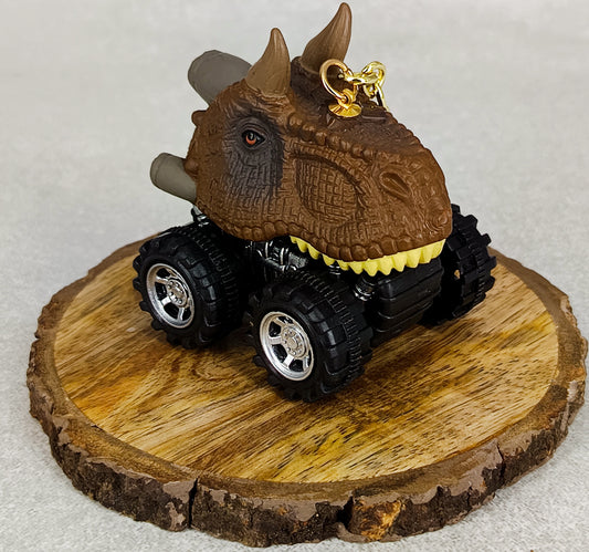 Carnotaurus Dinosaur Keychain | Pull Back Toy Car | With Golden Keyring |
