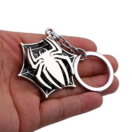 Rotating | Revolving Spinning Spiderman Logo | Silver-Black primium Metal Keychain |