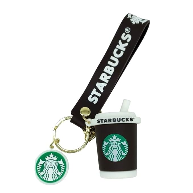 Star Bucks Coffee Mug Brown/ White | Silicone Lanyard | Keychain