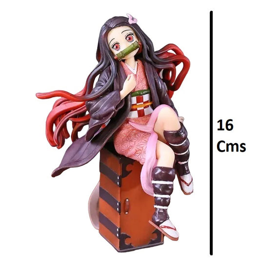 Demon Slayer Nezuko Sitting on backpack Figure  | 16Cms |