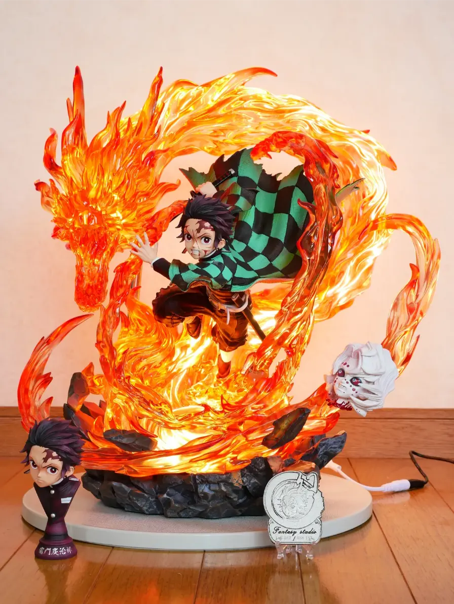Demon Slayer |PVC| Tanjiro Kamado LED Action Figure Fight Against Rui