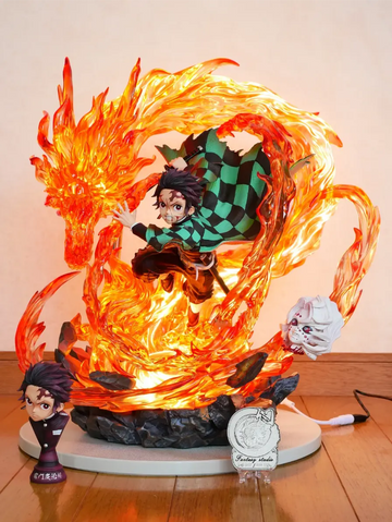 Demon Slayer |PVC| Tanjiro Kamado LED Action Figure Fight Against Rui 35 cm Collectible