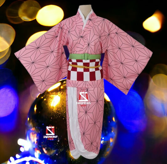 Demon Slayer Nezuko Kamado Cosplay Set Kimono Clothing Uniform Collectible Costume Halloween