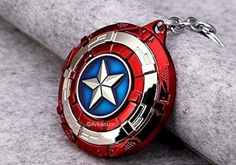 C A | Patterned Rotating Metal Silver Shield | Keychain |