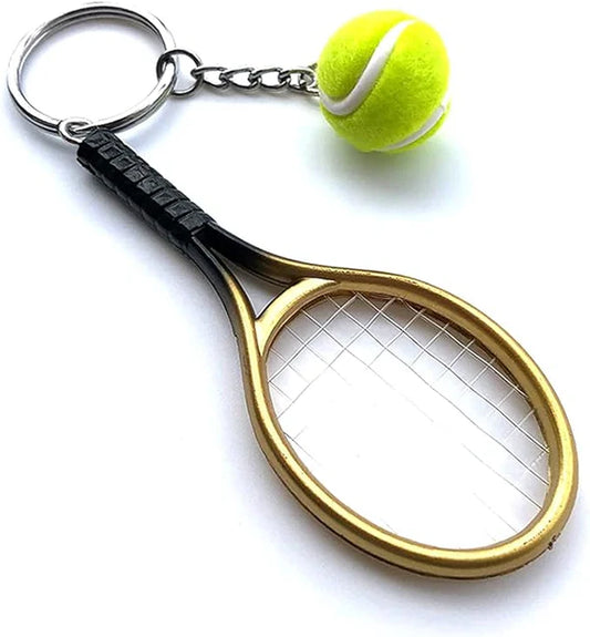 Premium Metal Tennis Keychain | Golden | Perfect Gift for Tennis Lovers