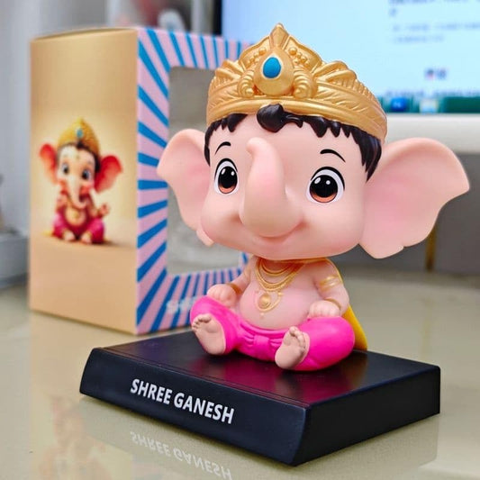 Daiyamondo Shri Ganesh Ji |PVC| Bobblehead Figurine | Car Dashboard Idol for Blessings & Positive Vibes