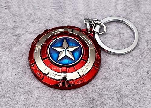 C A | Patterned Rotating Metal Silver Shield | Keychain |