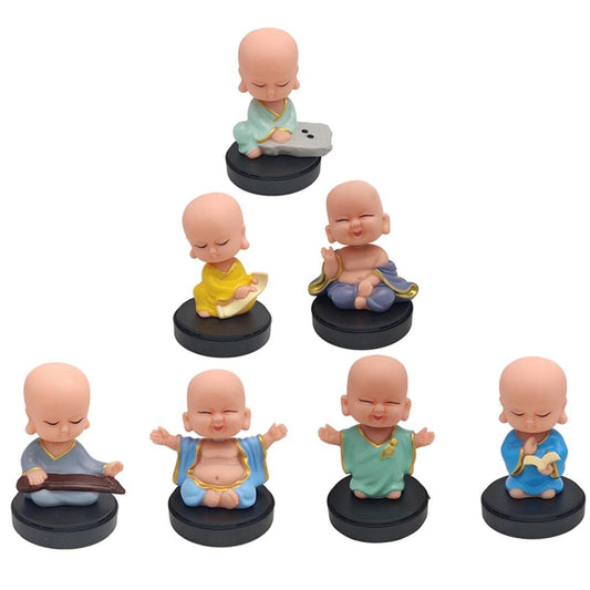 Plastic Monk Bobblehead with Perfume Disc for Car Dashboard | STONE |ABS| by ShoppingNest
