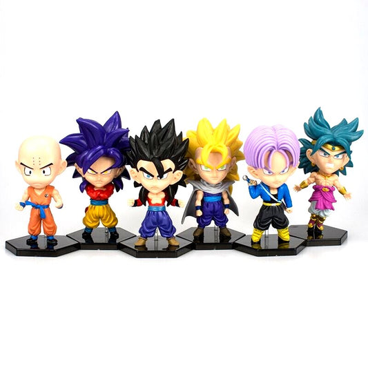 Dragon Ball Z | Set Of 6 Action Figures  Gohan, Krillin, Broly, Gogeta, Goku SS4, Trunks | 13 Cm |