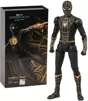 Marvel Spider-Man 3: No Way Home Peter Parker Black and Gold Zentai Suit Jumpsuit Halloween Cosplay Costume Figure | 33 CMS |