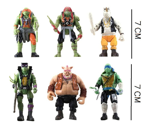 Teenage Mutant Ninja Turtles Mike Raph Leo Don Set of 6 (Non Movable) Action Figure| 7 cms |