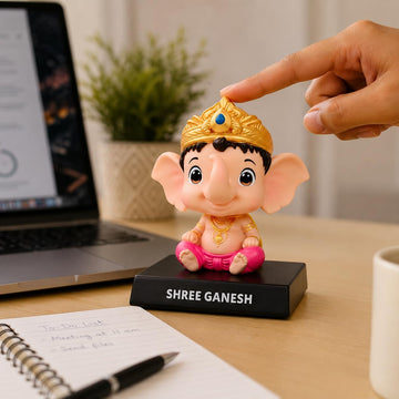Daiyamondo Shri Ganesh Ji |PVC| Bobblehead Figurine | Car Dashboard Idol for Blessings & Positive Vibes