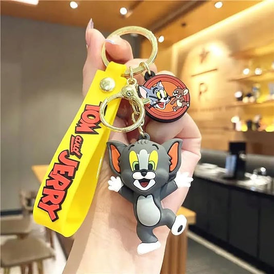 Cute 3D Tom & Jerry Keychain Set & Bag Charm | Hook & Hand Strap |