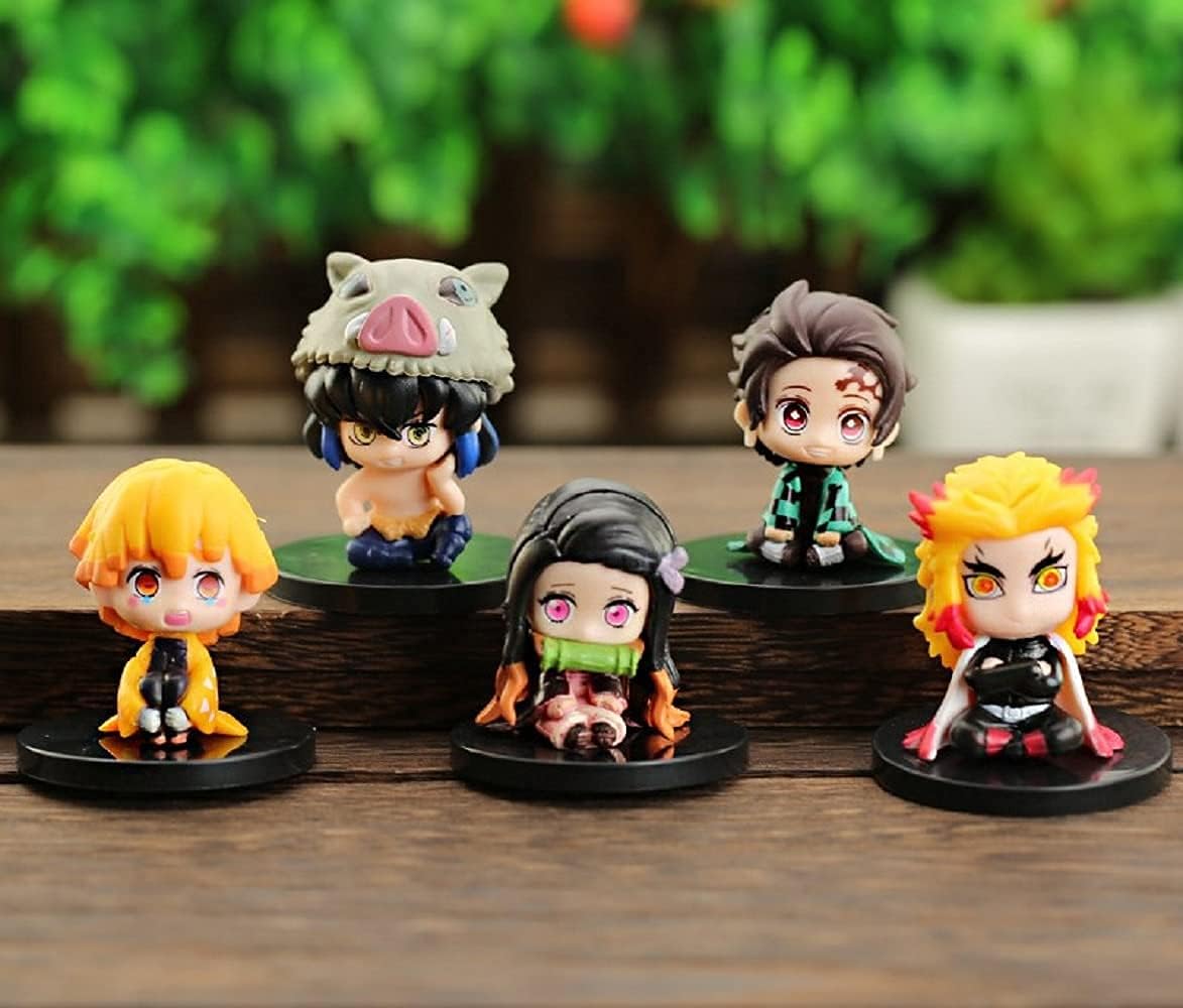 Demon Slayer Chibi Set of 5 Sitting Figures Model C | 6 cm | Anime Collectibles