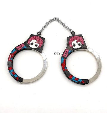 DEMONLSLAYER TANJIRO ANIME THEMED METALS HAND CUFFS WITH KEY COSPLAY / ACCESORIES
