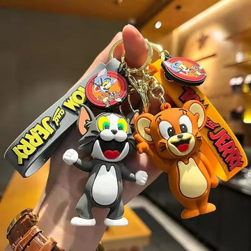 Cute 3D Tom & Jerry Keychain Set & Bag Charm |PVC| – With Hook & Hand Strap by ShoppingNest