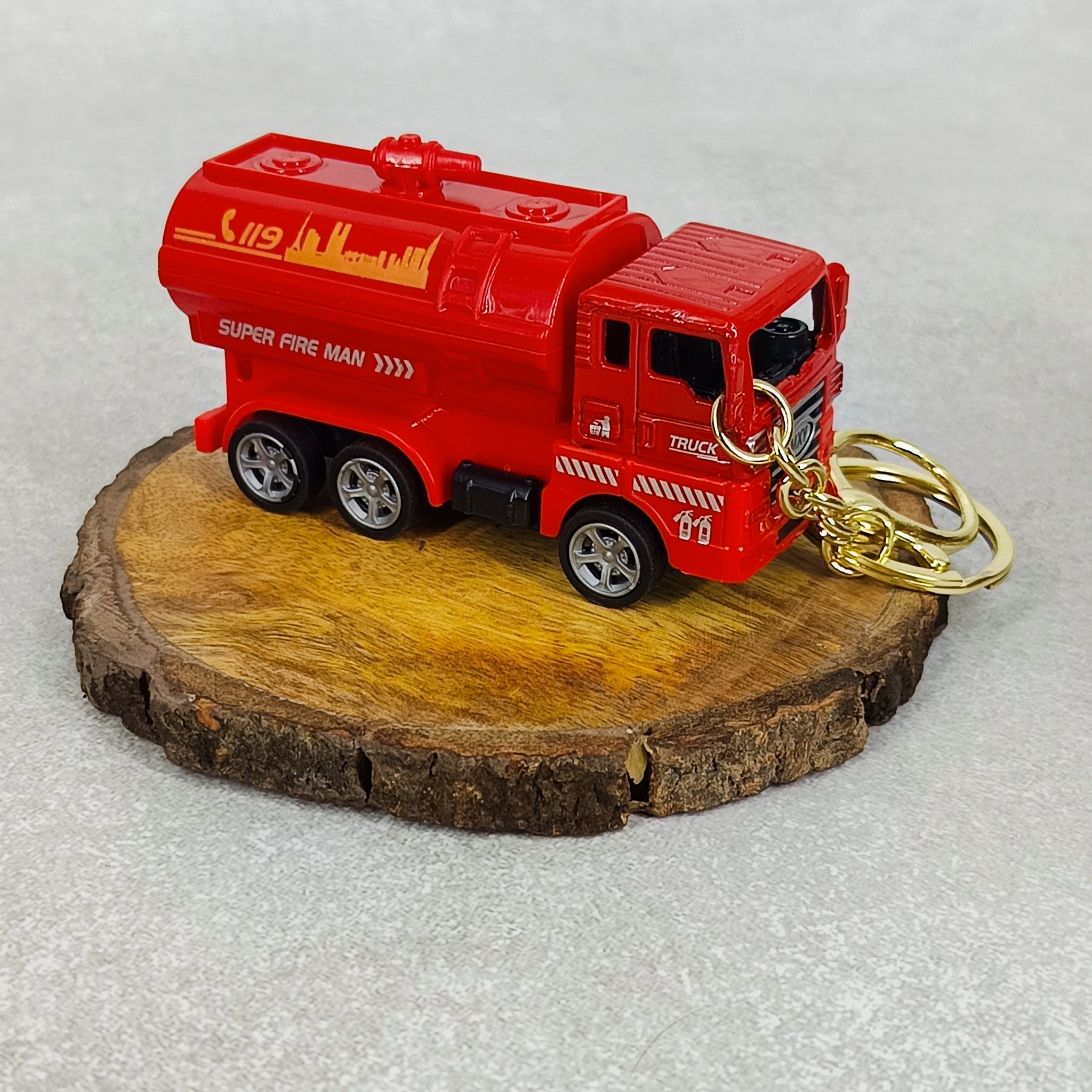 Fire Brigade Truck Keychain | Model 3 | Red Miniature Truck | With Moveble Centrifugal Pump |