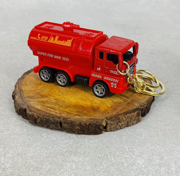 Fire Brigade Truck Keychain | Model 3 | Red Miniature Truck | With Moveble Centrifugal Pump |
