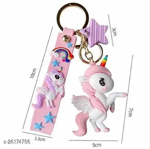 Light Pink Flying Unicorn Keychain | Model A | 3D Lanyard Keychain With Charms | Silicone |