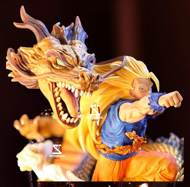 Dragon Ball Z | Son Goku SSJ3 With Dragon Anime Action Figure | DRAGON FIST | 25 Cms |