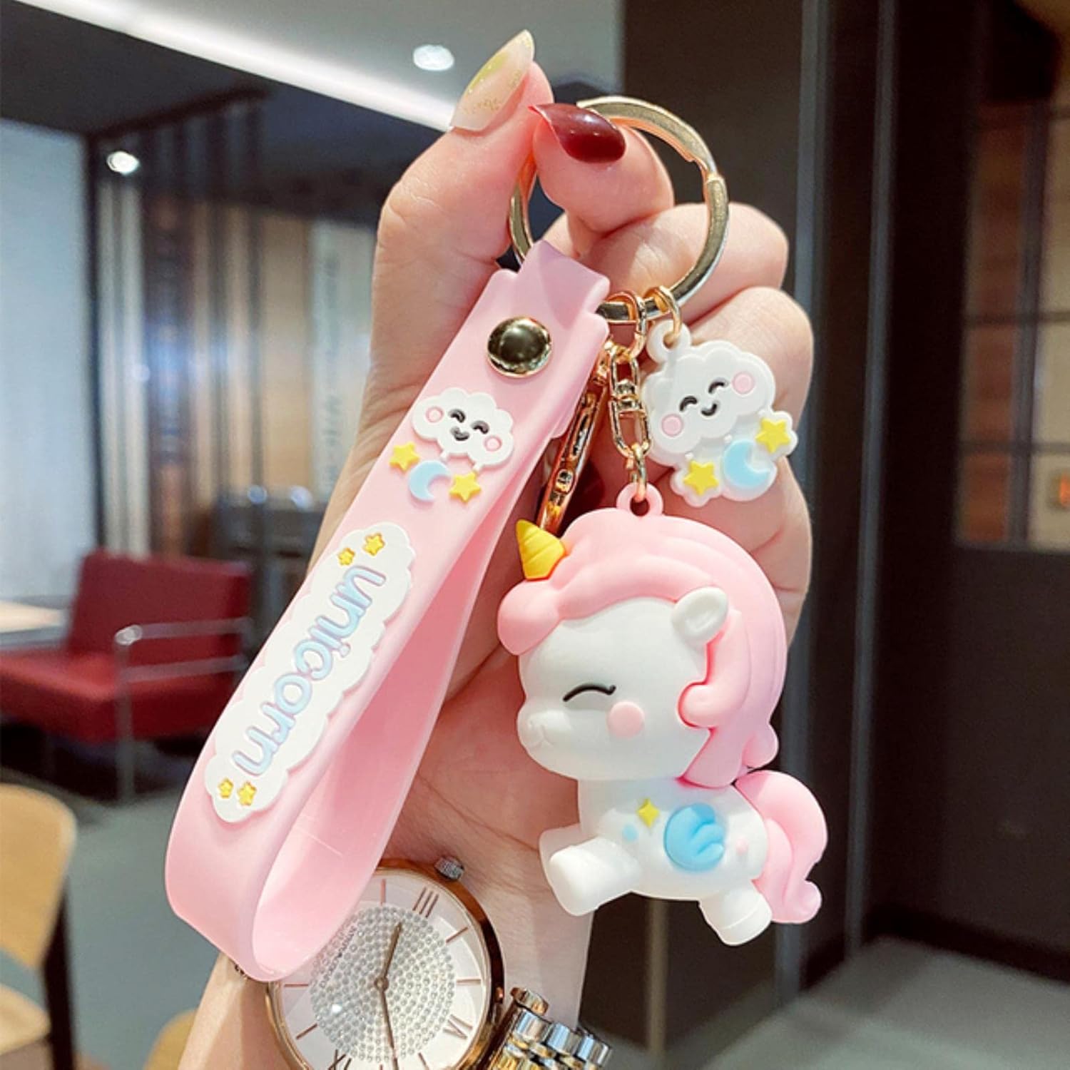 Unicorn Model B Light pink | 3D Lanyard Keychain | Silicone