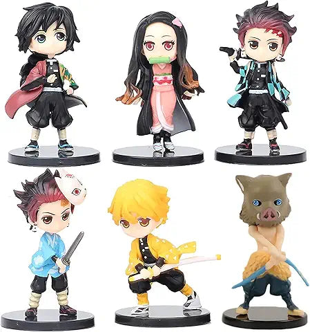 Demon Slayer Set of 6 Characters Action Figures | 8 cm | Standing Nezuko