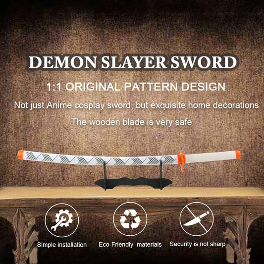 Demon Slayer Kyoujuro Rengoku Nichirin [ B ]Wooden Blade Katana for Cosplay | 105 Cms |