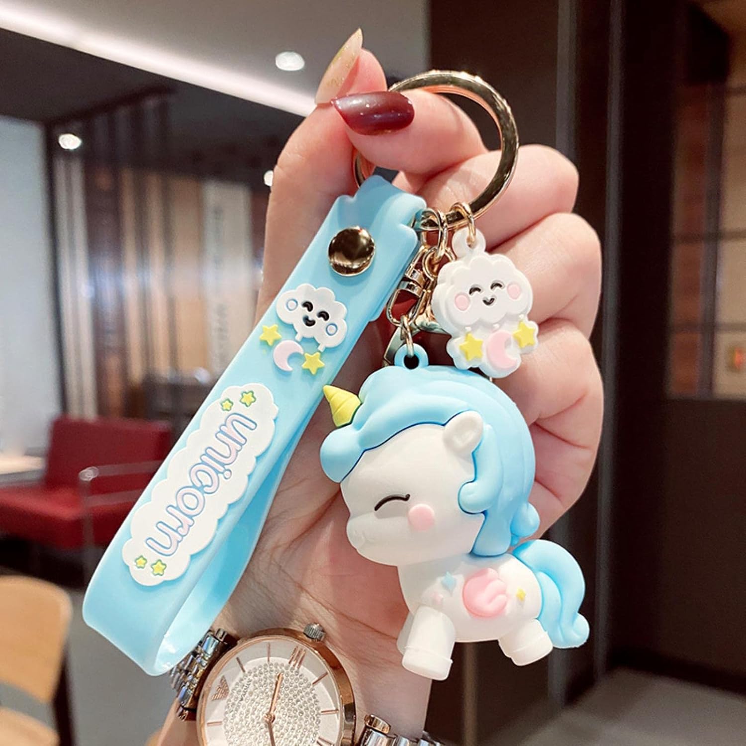 Blue Dreamy Unicorn Keychain | Model B | 3D Lanyard Keychain | Silicone | Premium |