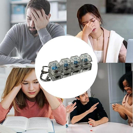 4-Key Mechanical Keyboard Switch Fidget Keychain | Clear Transparent Keycap Stress Relief Clicker