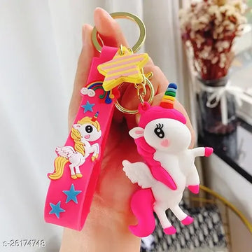 Unicorn Model A Dark Pink | 3D Lanyard Keychain | Silicone